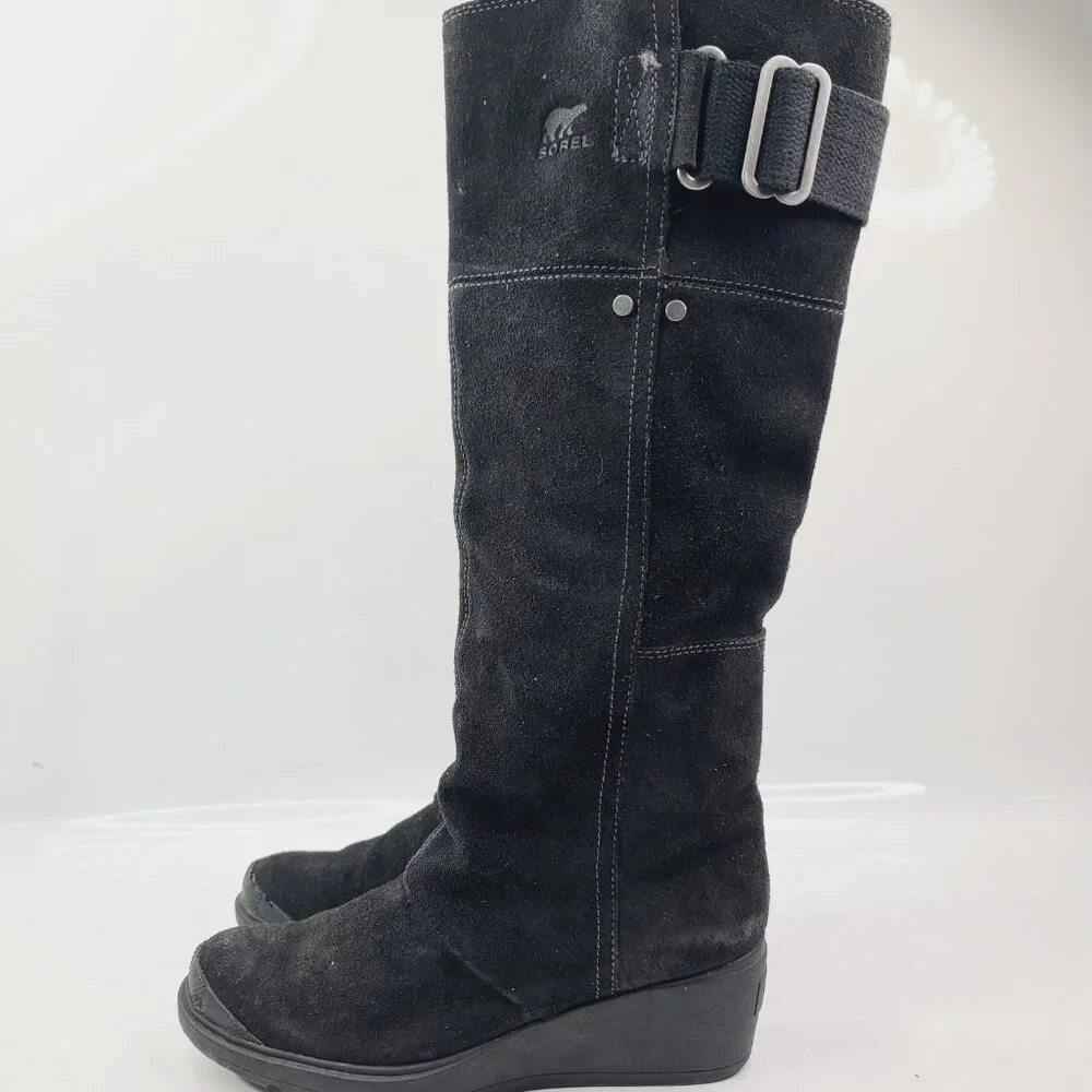 Sorel Women's Black NL2119-010 Suede Waterproof Heeled‎ Slim Winter Boot Size 6